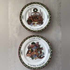 Vintage Susan Winget Christmas Salad Plate Set Night Before Christmas Holiday